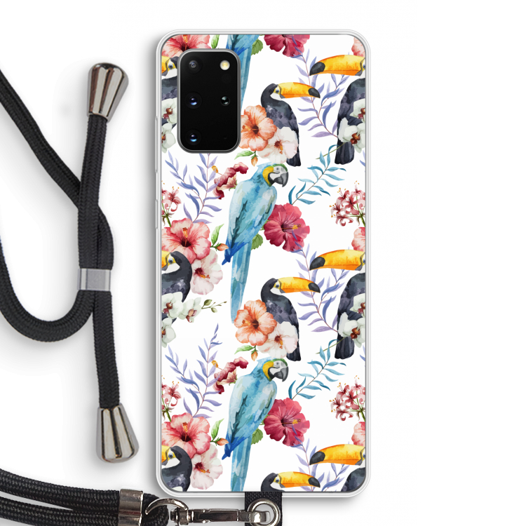 Bloemen tukan: Samsung Galaxy S20 Plus Transparant Hoesje met koord