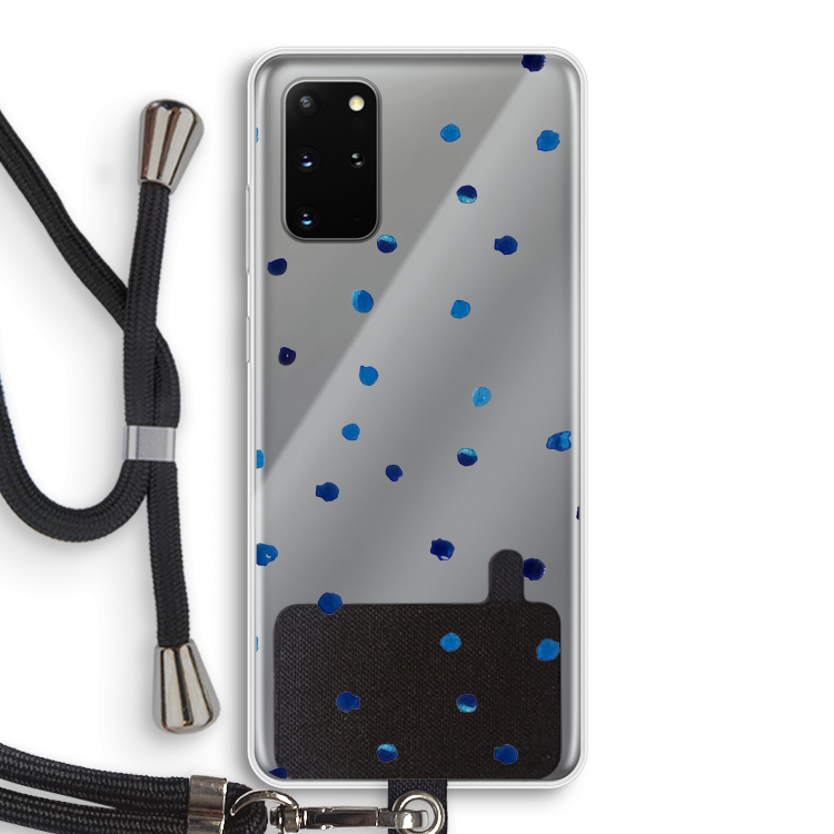 Blauwe stippen: Samsung Galaxy S20 Plus Transparant Hoesje met koord