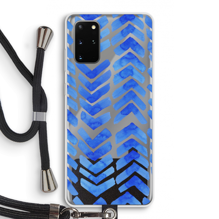 Blauwe pijlen: Samsung Galaxy S20 Plus Transparant Hoesje met koord