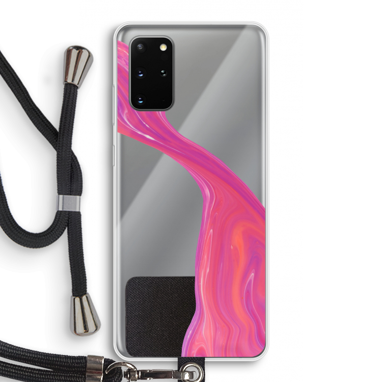 Paarse stroom: Samsung Galaxy S20 Plus Transparant Hoesje met koord