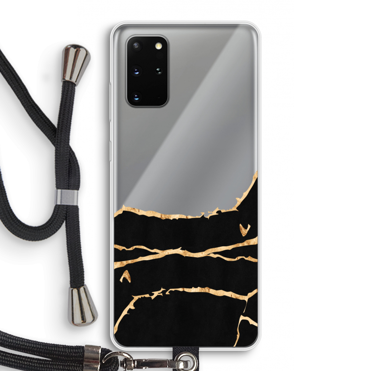 Gouden marmer: Samsung Galaxy S20 Plus Transparant Hoesje met koord