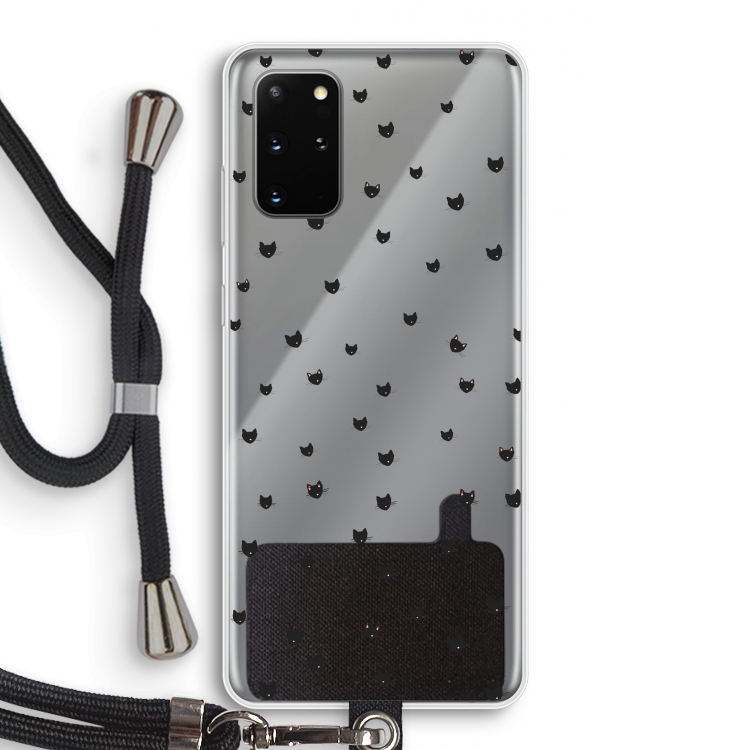 Kleine kattenkopjes: Samsung Galaxy S20 Plus Transparant Hoesje met koord