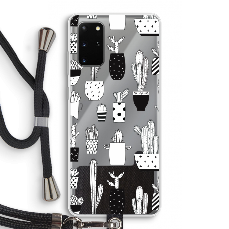 Cactusmotief: Samsung Galaxy S20 Plus Transparant Hoesje met koord