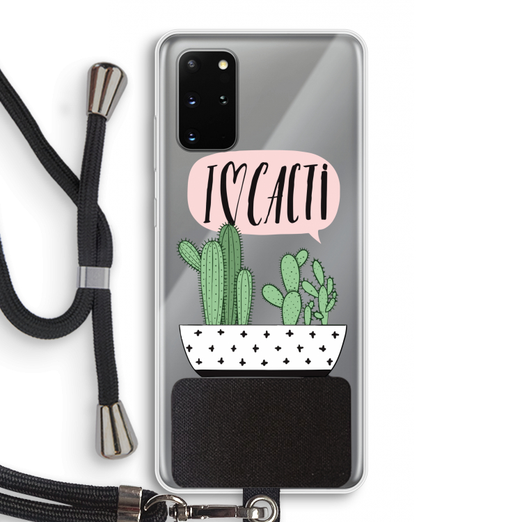 I love cacti: Samsung Galaxy S20 Plus Transparant Hoesje met koord