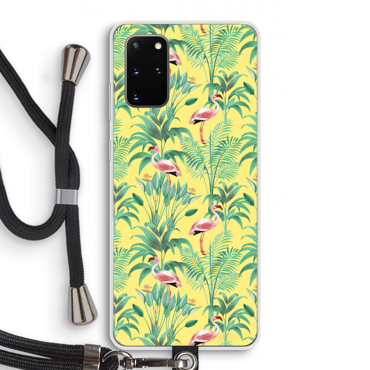 Flamingo party: Samsung Galaxy S20 Plus Transparant Hoesje met koord