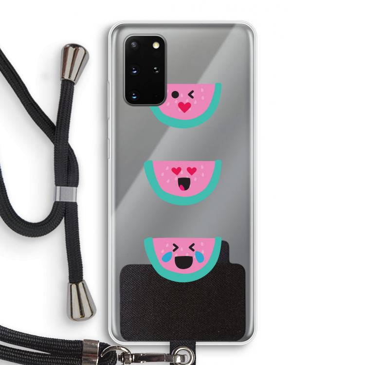 Smiley watermeloen: Samsung Galaxy S20 Plus Transparant Hoesje met koord