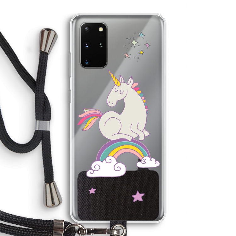 Regenboog eenhoorn: Samsung Galaxy S20 Plus Transparant Hoesje met koord