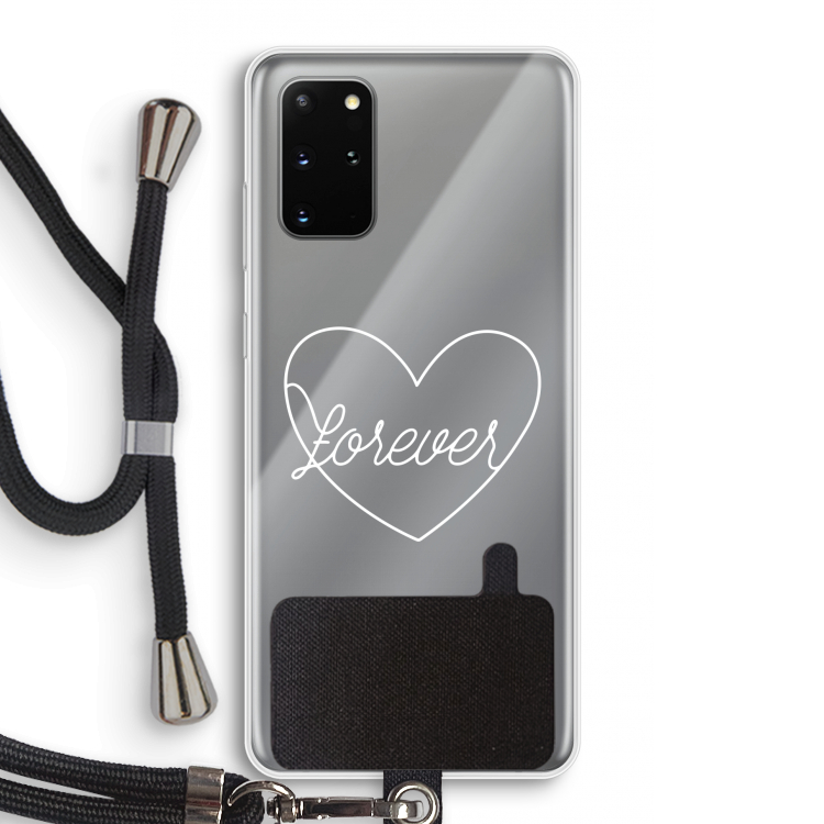 Forever heart pastel: Samsung Galaxy S20 Plus Transparant Hoesje met koord