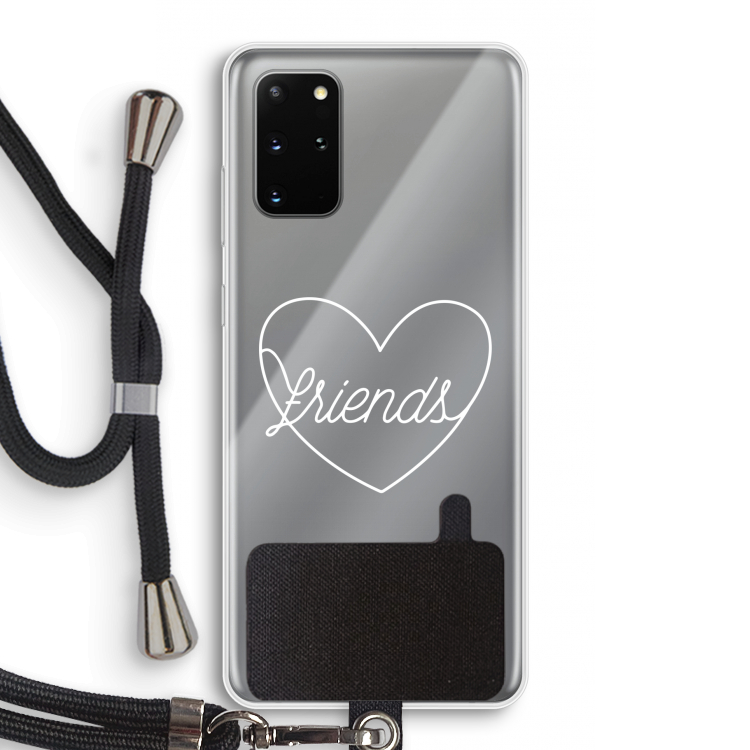 Friends heart pastel: Samsung Galaxy S20 Plus Transparant Hoesje met koord