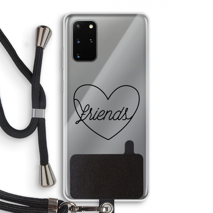 Friends heart black: Samsung Galaxy S20 Plus Transparant Hoesje met koord
