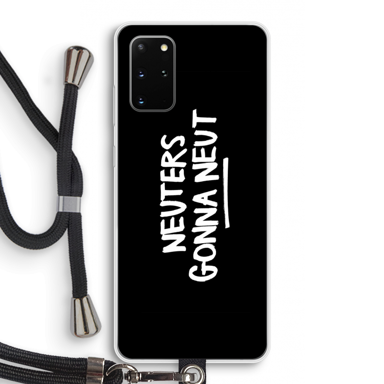 Neuters (zwart): Samsung Galaxy S20 Plus Transparant Hoesje met koord