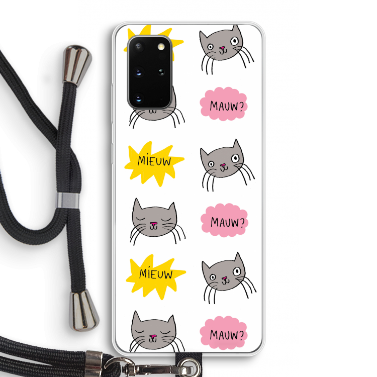 Meow: Samsung Galaxy S20 Plus Transparant Hoesje met koord