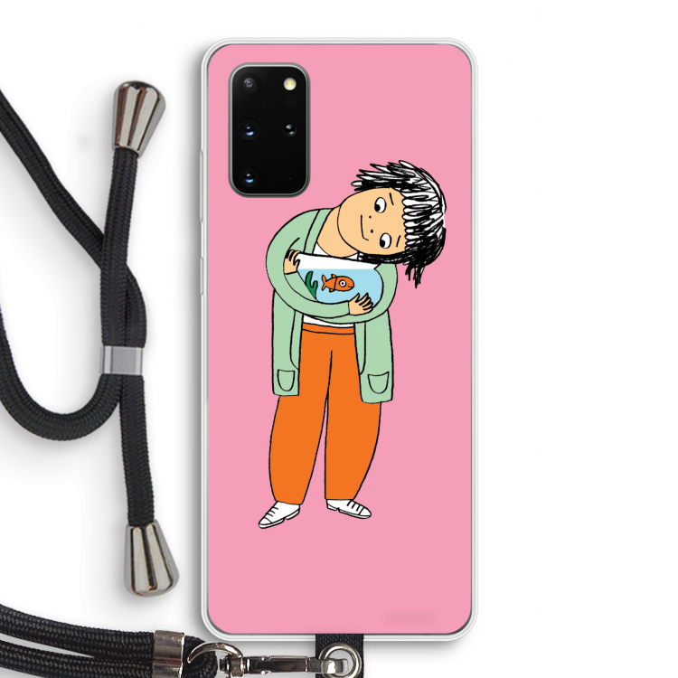 Visknuffel: Samsung Galaxy S20 Plus Transparant Hoesje met koord