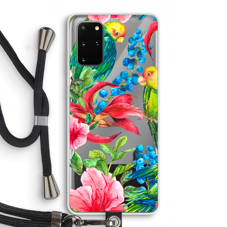 Papegaaien: Samsung Galaxy S20 Plus Transparant Hoesje met koord