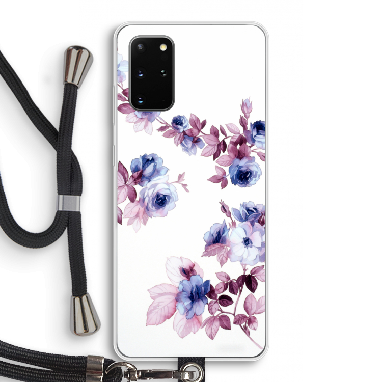 Waterverf bloemen: Samsung Galaxy S20 Plus Transparant Hoesje met koord
