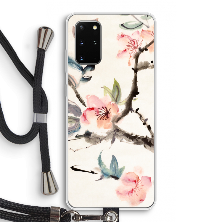 Japanse bloemen: Samsung Galaxy S20 Plus Transparant Hoesje met koord