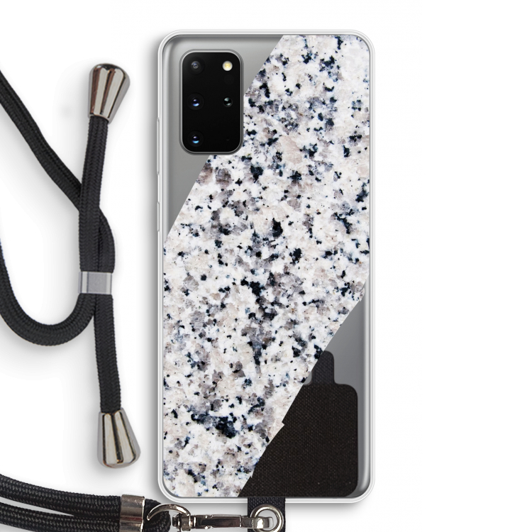 Gespikkelde marmer: Samsung Galaxy S20 Plus Transparant Hoesje met koord