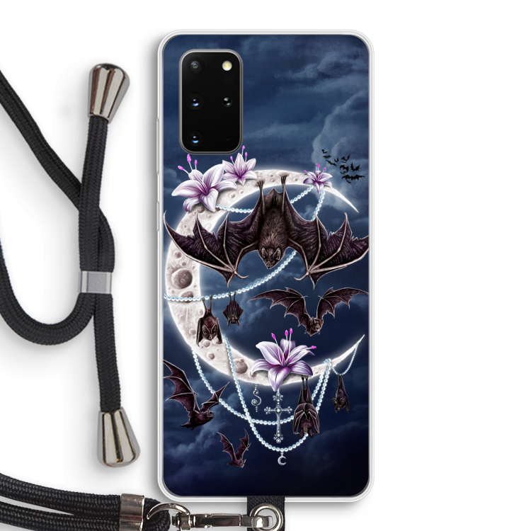 Vleermuizen Maan: Samsung Galaxy S20 Plus Transparant Hoesje met koord
