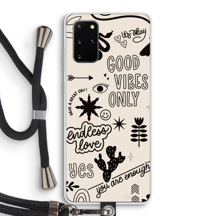Good vibes: Samsung Galaxy S20 Plus Transparant Hoesje met koord