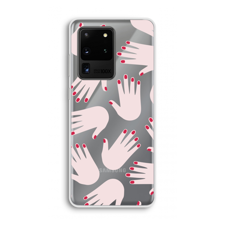 Hands pink: Samsung Galaxy S20 Ultra Transparant Hoesje