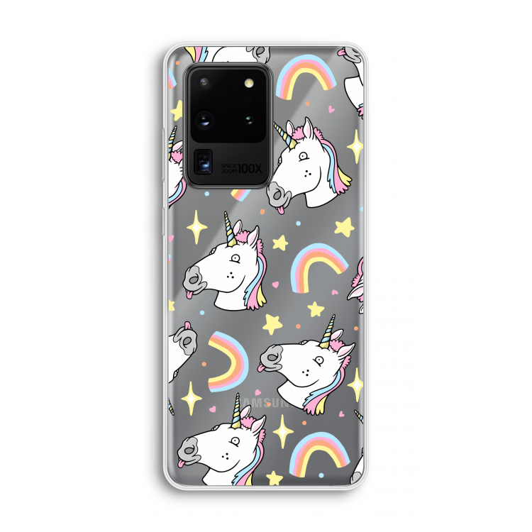 Rainbow Unicorn: Samsung Galaxy S20 Ultra Transparant Hoesje