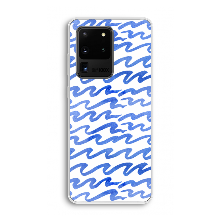 Blauwe golven: Samsung Galaxy S20 Ultra Transparant Hoesje