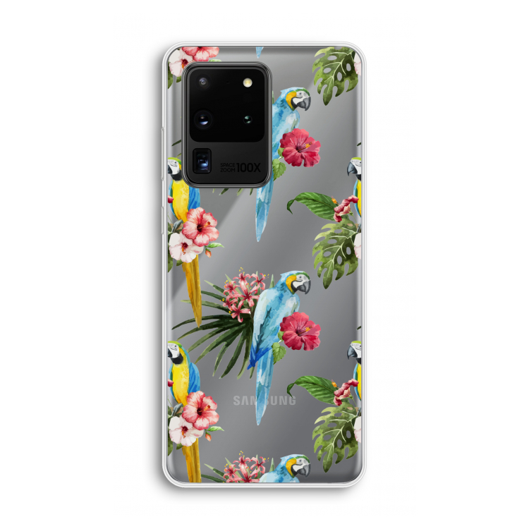 Kleurrijke papegaaien: Samsung Galaxy S20 Ultra Transparant Hoesje