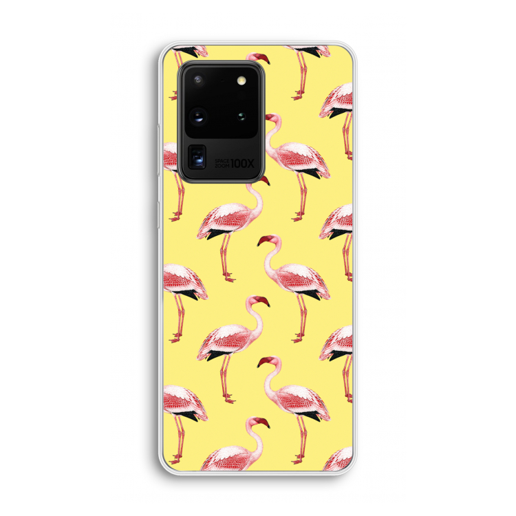 Flamingo's geel: Samsung Galaxy S20 Ultra Transparant Hoesje