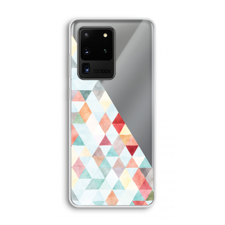 Gekleurde driehoekjes pastel: Samsung Galaxy S20 Ultra Transparant Hoesje