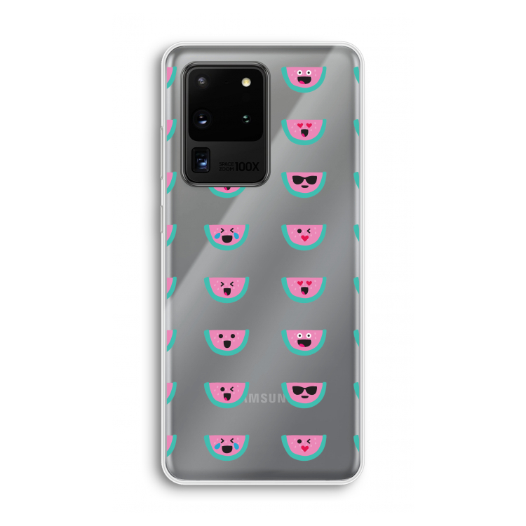 Smiley watermeloenprint: Samsung Galaxy S20 Ultra Transparant Hoesje