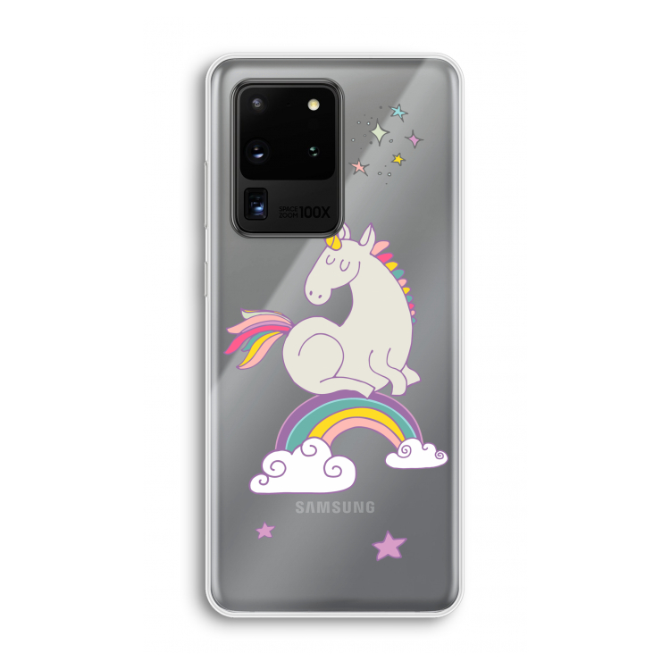 Regenboog eenhoorn: Samsung Galaxy S20 Ultra Transparant Hoesje