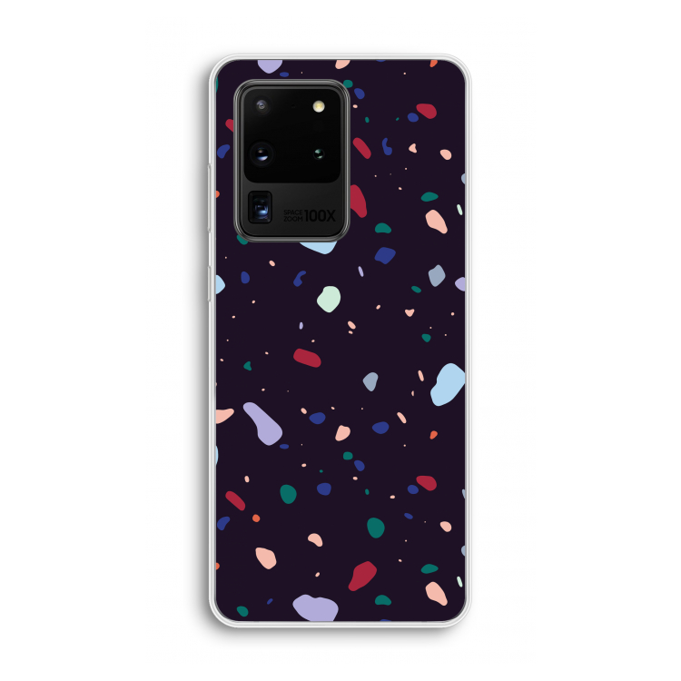 Dark Rounded Terrazzo: Samsung Galaxy S20 Ultra Transparant Hoesje
