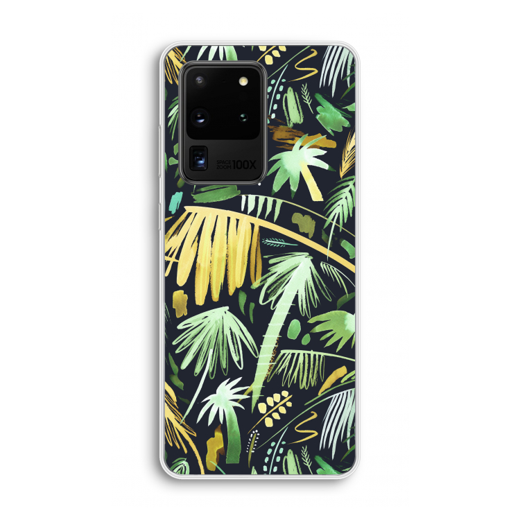 Tropical Palms Dark: Samsung Galaxy S20 Ultra Transparant Hoesje