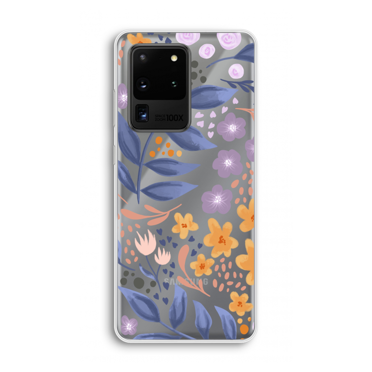 Flowers with blue leaves: Samsung Galaxy S20 Ultra Transparant Hoesje