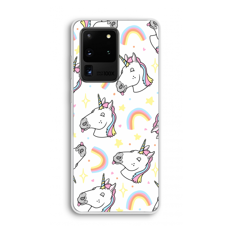 Rainbow Unicorn: Samsung Galaxy S20 Ultra Transparant Hoesje