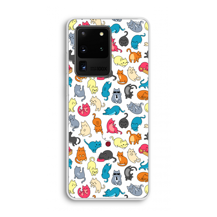 Kleurrijke katten: Samsung Galaxy S20 Ultra Transparant Hoesje