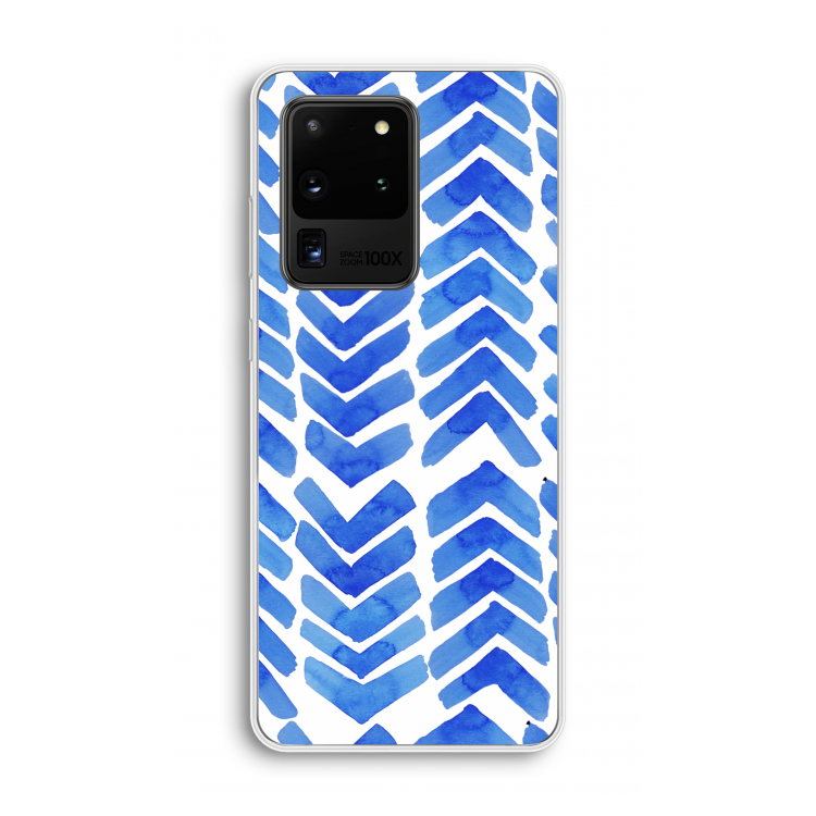 Blauwe pijlen: Samsung Galaxy S20 Ultra Transparant Hoesje