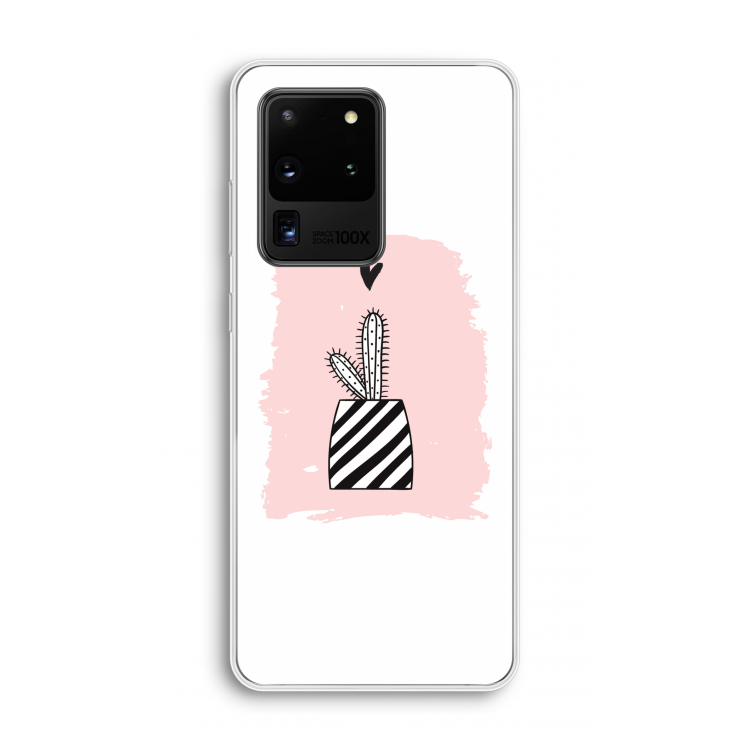 Zwart-wit cactus: Samsung Galaxy S20 Ultra Transparant Hoesje