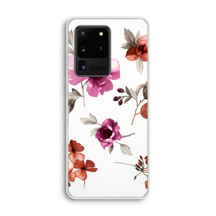 Geschilderde bloemen: Samsung Galaxy S20 Ultra Transparant Hoesje