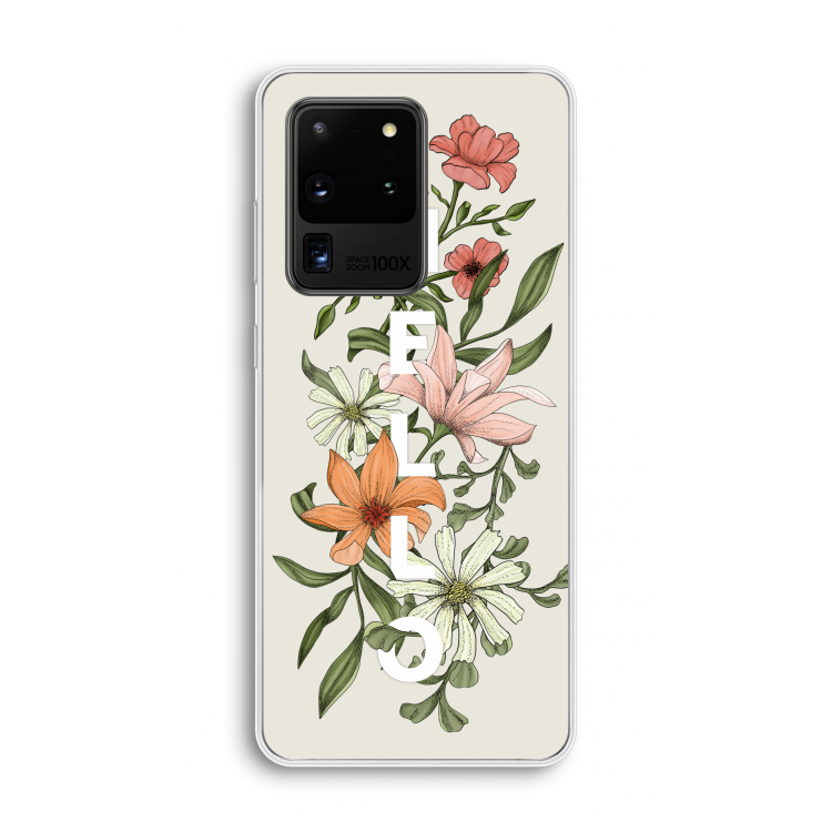 Hello bloemen: Samsung Galaxy S20 Ultra Transparant Hoesje