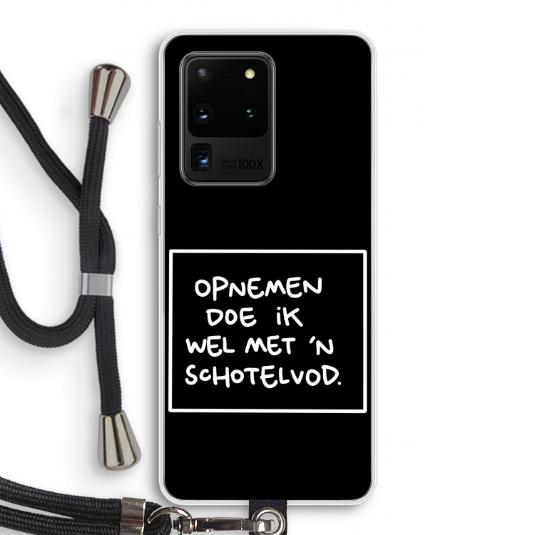 Schotelvod: Samsung Galaxy S20 Ultra Transparant Hoesje met koord