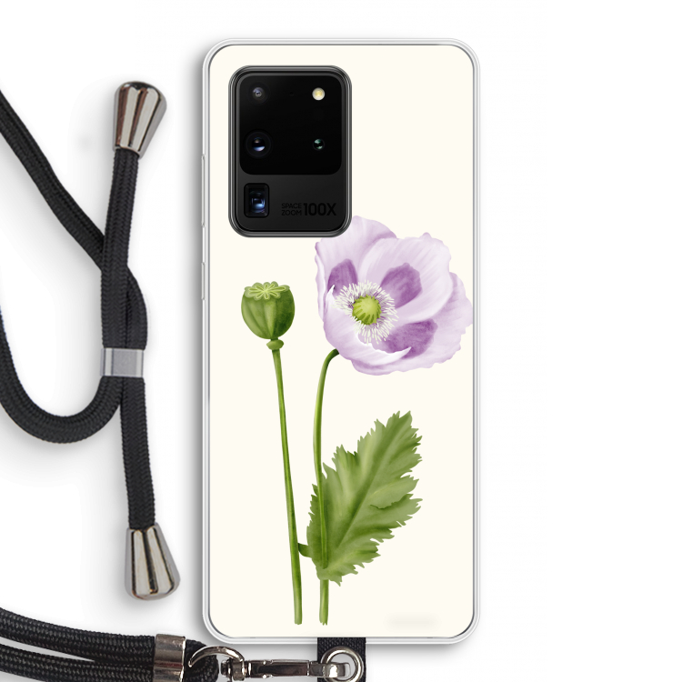 Purple poppy: Samsung Galaxy S20 Ultra Transparant Hoesje met koord