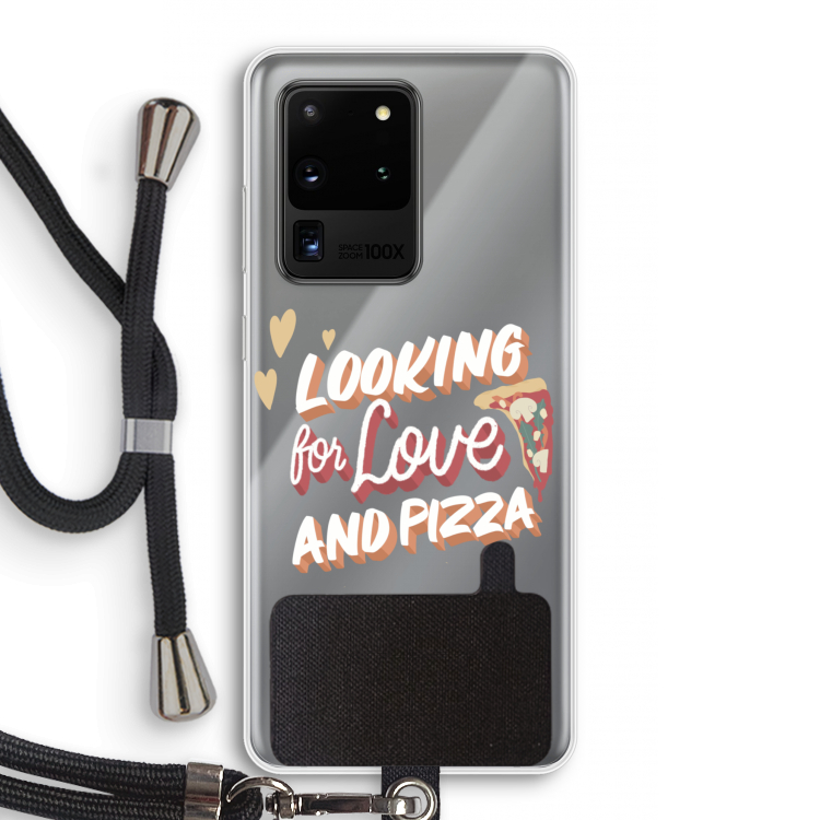 Pizza is the answer: Samsung Galaxy S20 Ultra Transparant Hoesje met koord