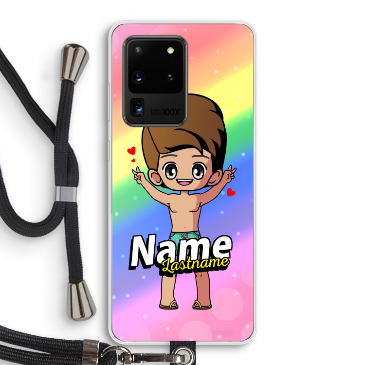 Chibi Maker man: Samsung Galaxy S20 Ultra Transparant Hoesje met koord