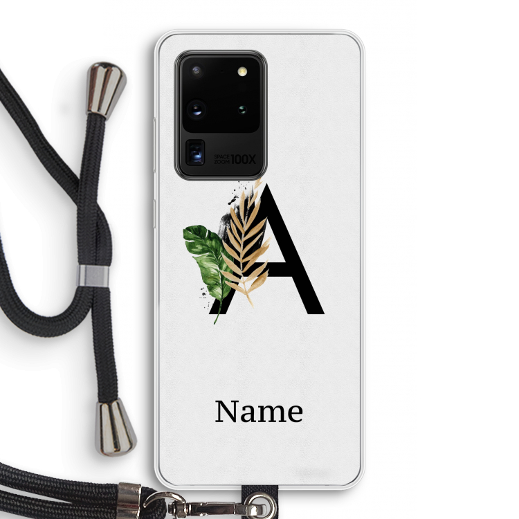 Charcoal Flora: Samsung Galaxy S20 Ultra Transparant Hoesje met koord