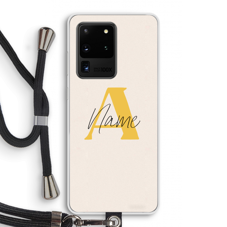 Amber Script: Samsung Galaxy S20 Ultra Transparant Hoesje met koord