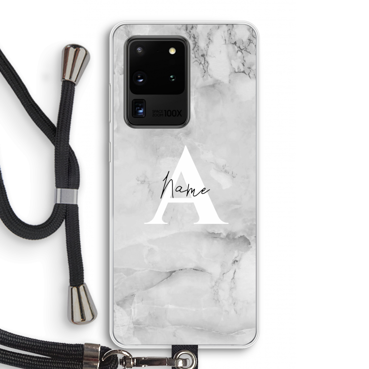 Ivory Marble: Samsung Galaxy S20 Ultra Transparant Hoesje met koord