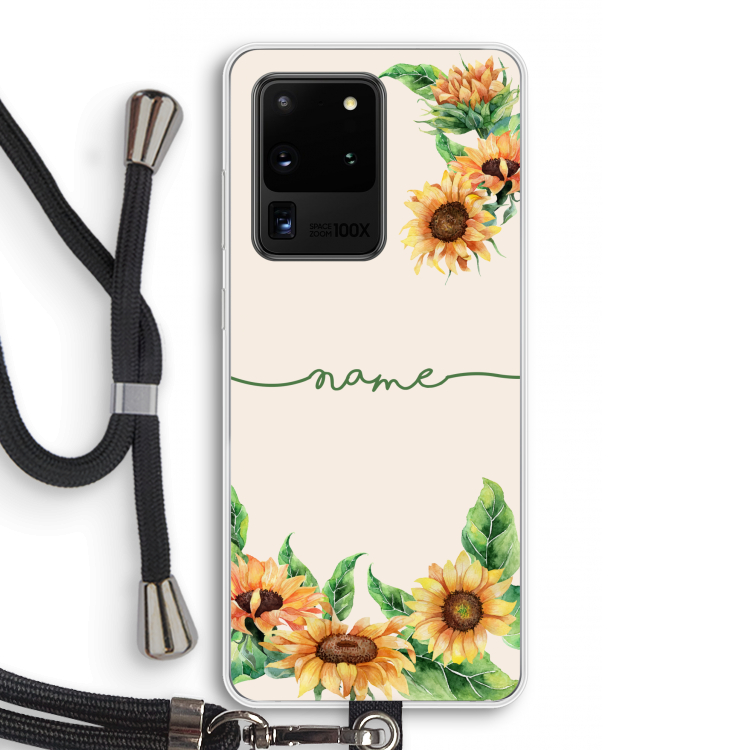 Zonnebloemen: Samsung Galaxy S20 Ultra Transparant Hoesje met koord