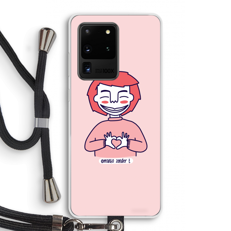 Hartje: Samsung Galaxy S20 Ultra Transparant Hoesje met koord