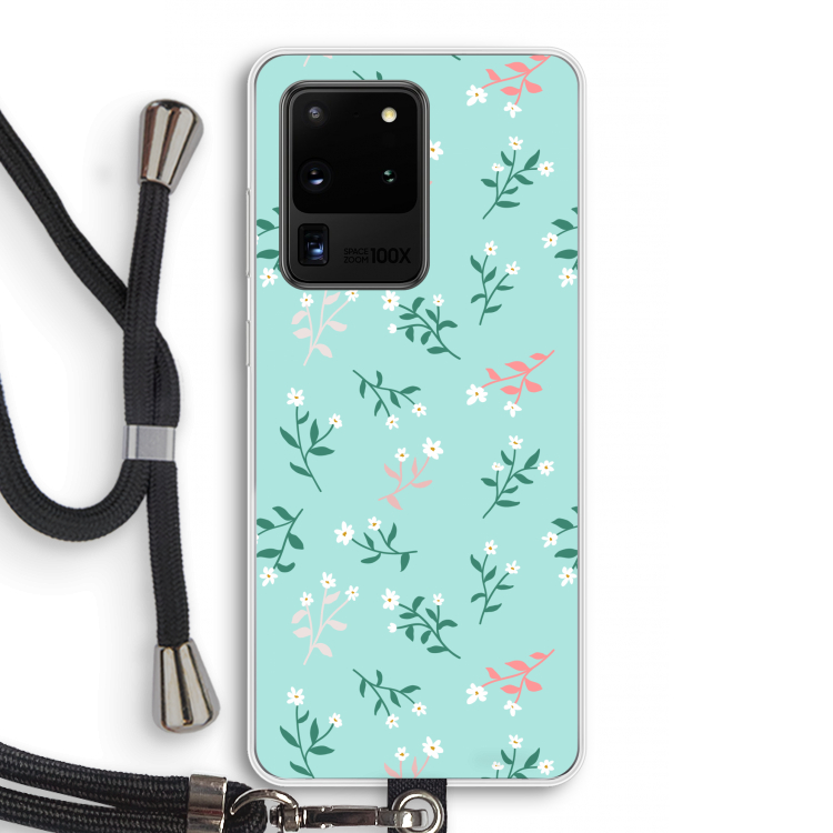 Small white flowers: Samsung Galaxy S20 Ultra Transparant Hoesje met koord